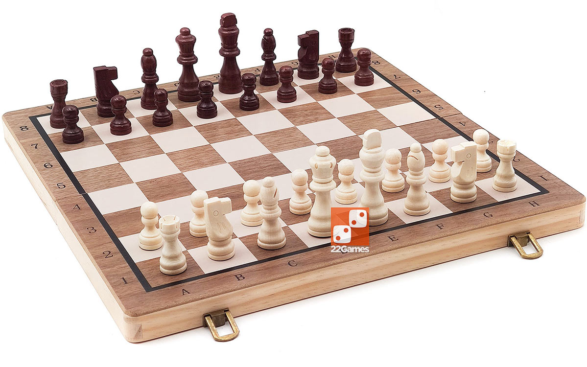 Шахматы магнитные с шашками деревянные в доске (39х39 см)